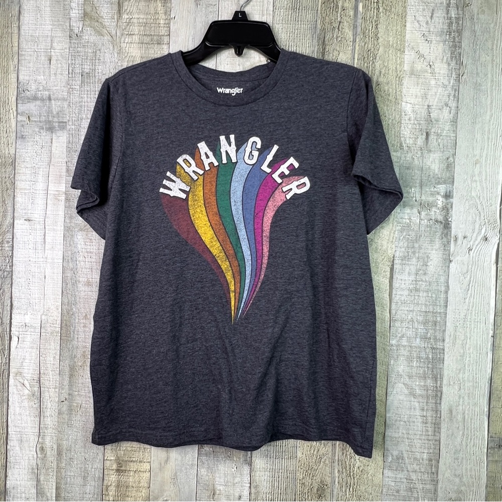 Wrangler Size Large Crewneck Short Sleeve Balloon Rainbow T-Shirt